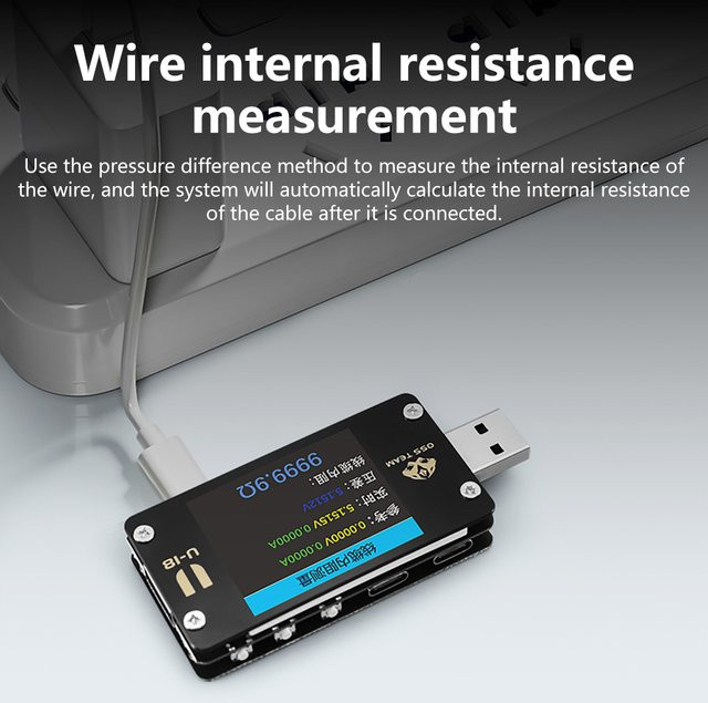 Aideepen USB-C Voltmeter und Amperemeter mit 1,77 Zoll Display zur Schnellladungerkennung für PD/QC2.0/QC3.0 in Schwarz - Bild 1