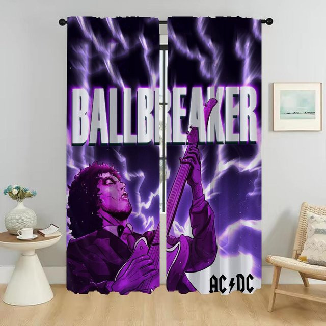 Elegante Rock-ACDC Zimmervorhänge aus Tüll in Lila, 2er-Set, semi-transparent, Breite: 96 cm, Höhe: 137 cm - Bild 1