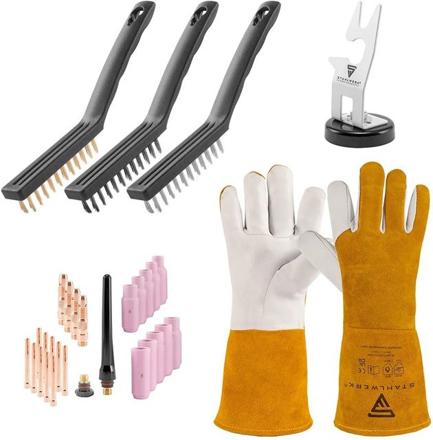 STAHLWERK WIG Set WP 26 mit Magnet-Brennerhalter, Verschleißteilen, Handschuhen und Bürsten in Schwarz und Multicolour - Bild 1