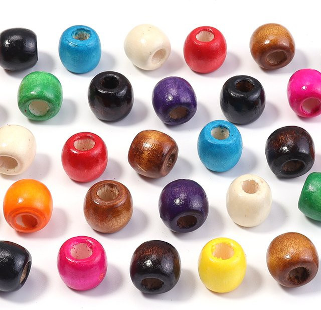 Holz Perlen, bunte, tonnenförmig, für Schmuck machen, DIY - Bild 1