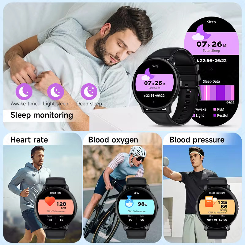 LIGE Smartwatch, Schwarz, Kunststoff, Silikon, Unisex - Bild 6
