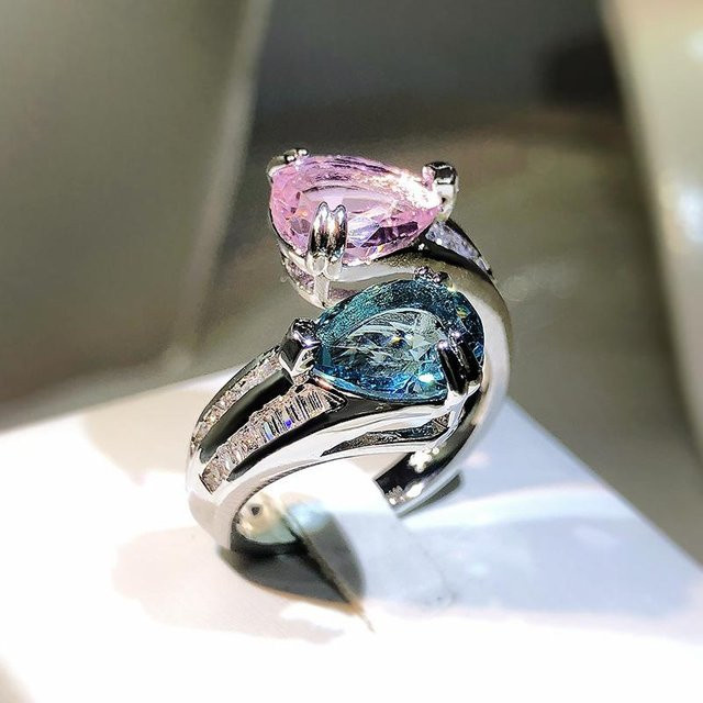 YIRAN Jewelry Ring, Zirkon, grau, Damen, Adjustable opening - Bild 1