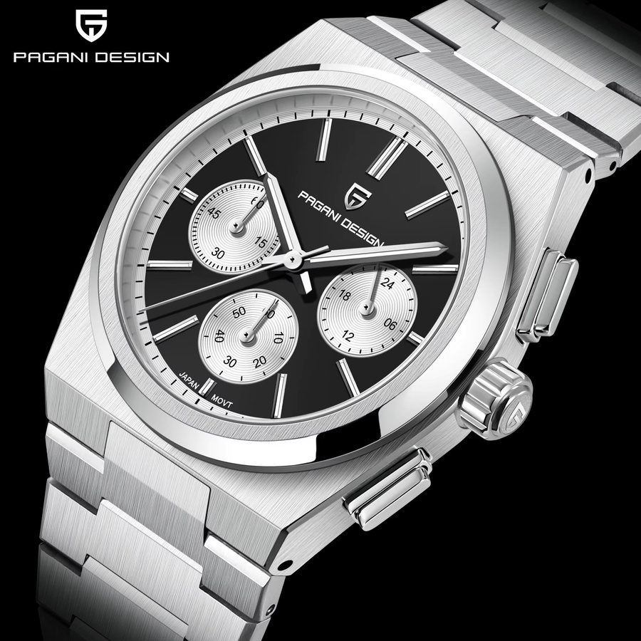 PAGANI DESIGN Chronograph, Quarz, Edelstahl, Schwarz, Herren - Bild 2
