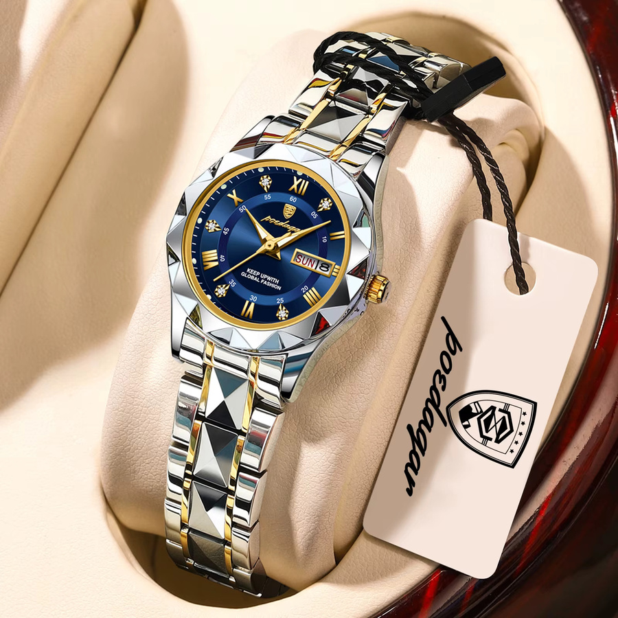 POEDAGAR Armbanduhr Edelstahl, Quarz, Blau, Damen - Bild 2