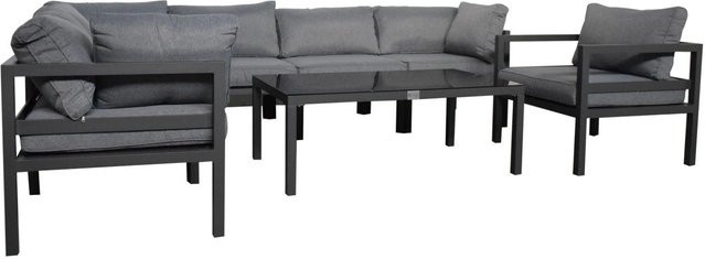 Jet-Line Gartenlounge Kreta XXL Ecklounge aus Aluminium in Hellgrau und Anthrazit matt - Bild 1