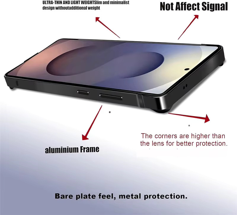 Schutzhülle für Samsung Galaxy S25 S26 Ultra S24 Plus mit Aluminium-Metallrahmen und weicher Innenstoßdämpfer-Hülle in Silber - Bild 4