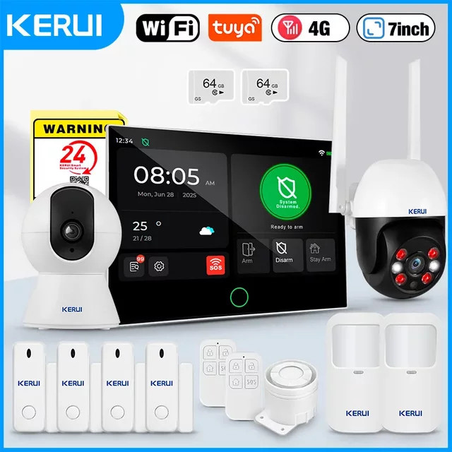 KERUI Tuya Sicherheit Alarm System mit 7 Zoll Touchscreen Panel, WiFi und 4G GSM Funk-Alarmanlage für dein Zuhause - Bild 1