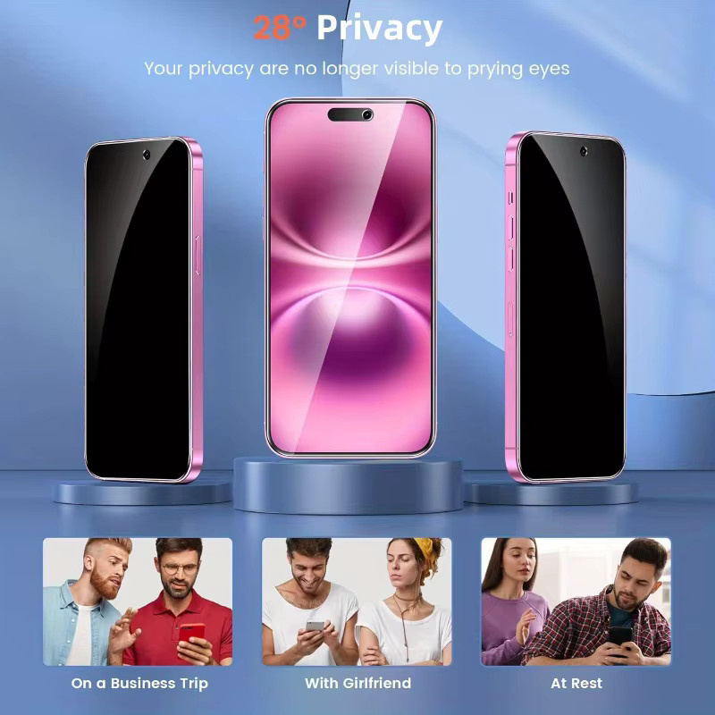 2 Stück Sichtschutzfolie aus gehärtetem Glas für Apple iPhone 11 12 13 14 15 16 17 Pro Max Plus Air XR XS in Transparent - Bild 2