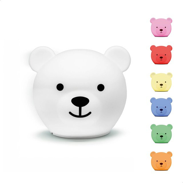 Zazu Nachtlicht Bär aus Silikon mit RGB-Farben, Touch-Funktion und Timer, Weiß - Bild 1