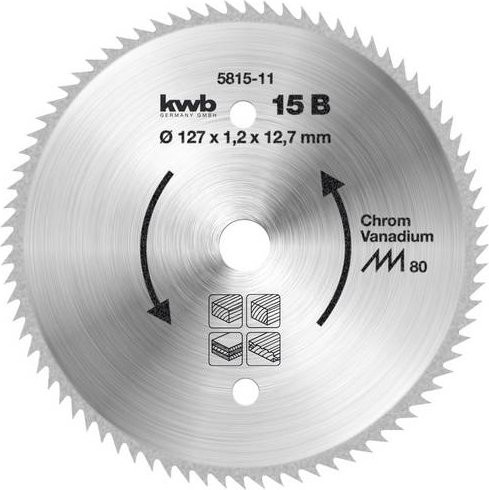 Kwb Kreissägeblatt für Holz, Silber, Durchmesser: 127 mm, Bohrung: 12,75 mm - Bild 1