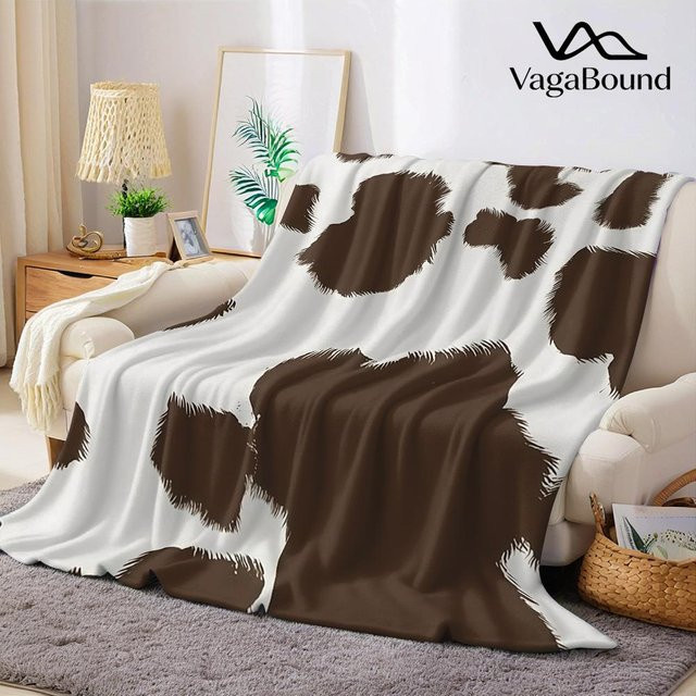 JMG Household Supplies Flanelldecke mit Kuhmuster in Weiß, weich und warm, B/B: 150 x 200 cm - Bild 1