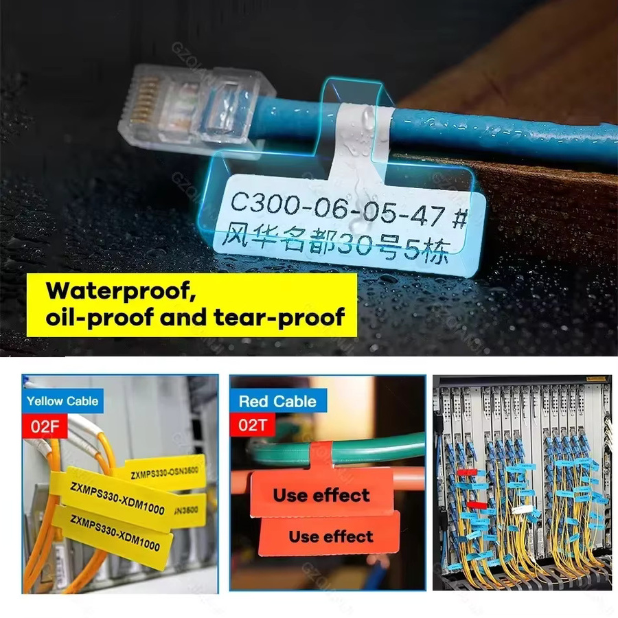 Niimbot Kabeletiketten aus Papier für M2 M3 B32 Z401 zur Drahtklassifizierung und Netzwerkbeschriftung, selbstklebend, Rot/Weiß - Bild 4