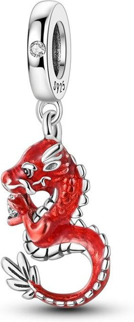 Anhänger-Perlenkomponenten Roter Drache, Kupfermetallbeschichtet, Weiß - Bild 1