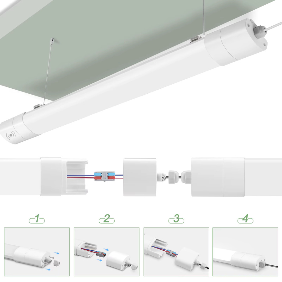 LEOEU LED-Deckenleuchte in Weiß mit Bewegungssensor, 20W, IP65 wasserfeste Röhrenlampe, verbindbar - Bild 6