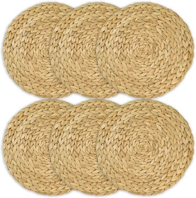 HMF Tischset Rund aus Wasserhyazinthe, 6er Set, Beige, Durchmesser: 30 cm - Bild 1