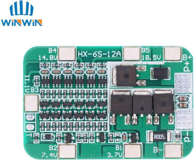 AITEWIN ROBOT BMS Schutzplatine 6S 15A 24V für 6er Pack 18650 Li-Ion Lithium Batteriezellenmodul DIY Kit in Grün - Bild 1