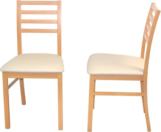Möbel direkt online 2er-Set Esszimmerstühle aus Buchenholz in Weiß, modern und lackiert - Bild 1