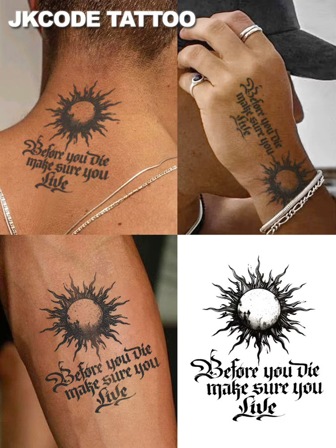 JKCODE TATTOO Temporäre Tattoos, Flammen-Sonnen-Muster, Herren - Bild 5