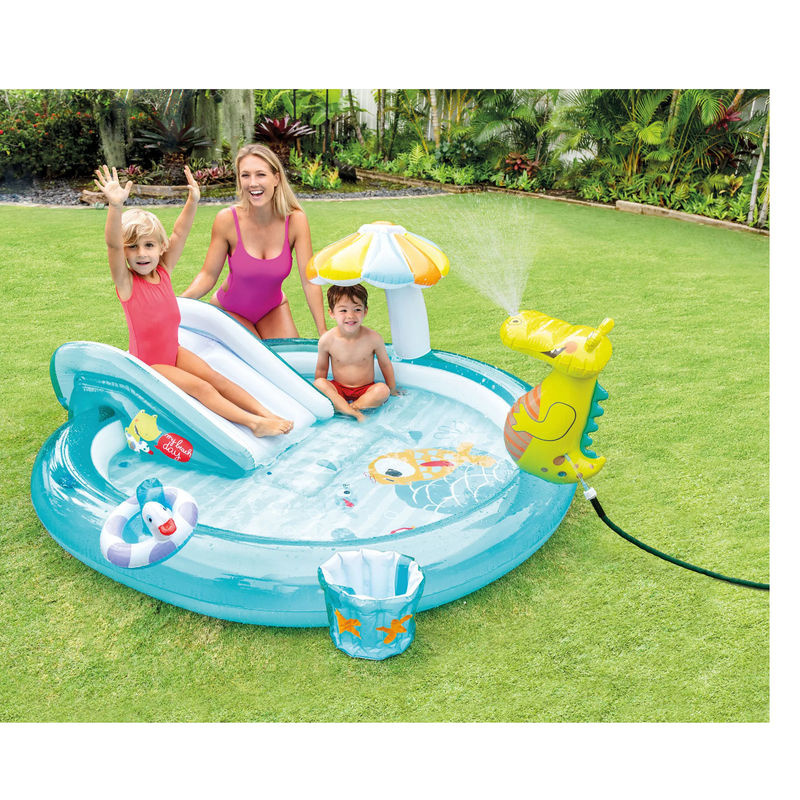 Intex Playcenter Gator Planschbecken für Kinder in Hellblau und Bunt, B/T/H: 201 x 107 x 84 cm - Bild 5