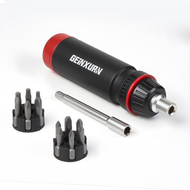 Geinxurn Ratschenschraubendreher-Set mit langem Griff, Steckdosen und S2 FIXEDGE Multi-Schraubendreher-Bits in Schwarz - Bild 1
