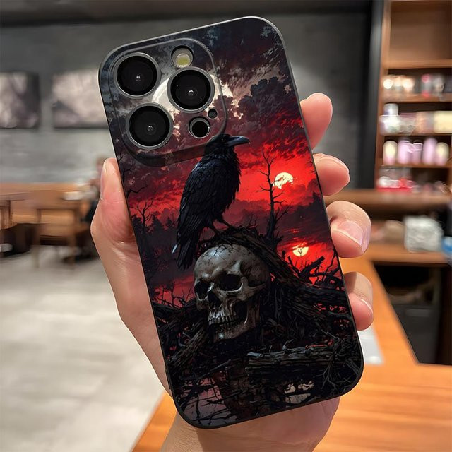 Stoßfeste Handyhülle mit Totenkopf Horror Muster für Apple iPhone 11 bis iPhone 17 Pro Max in Multicolour - Bild 1