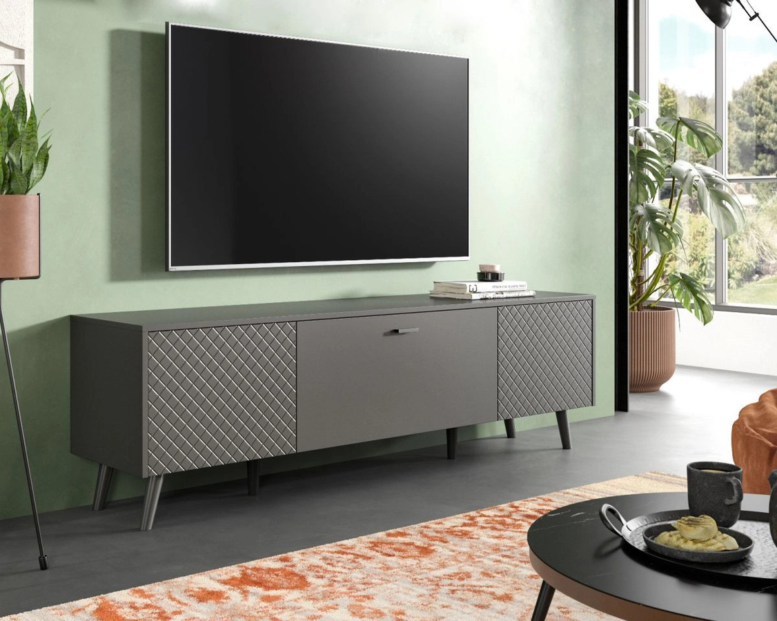 Inn.Furn TV-Lowboard Madea in Grau Matt mit Soft-Close-Schubladen, B/T/H: 185 x 55 x 40 cm - Bild 2