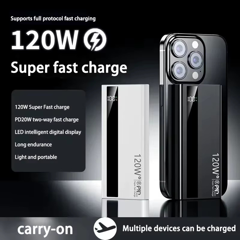 Power Bank mit 50000 mAh Kapazität und 120 W Schnellladefunktion in Weiß für iPhone, Samsung und Xiaomi - Bild 5