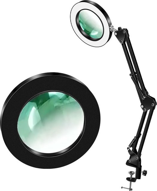 Beleuchtete LED-Lupe mit 72 LEDs und 8X/10X Vergrößerung, USB-Tischlampe in Schwarz oder Weiß für Reparaturen und Hautpflege - Bild 1