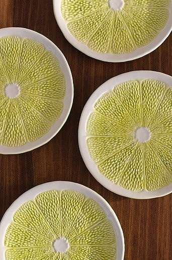 THYRA Speiseteller 4er-Pack aus Porzellan mit floralem Design in Grün - Bild 1