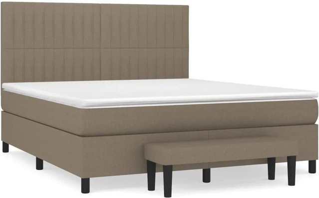 vidaXL Boxspringbett mit Matratze Hybrid-Design in Beige und Grau, B/T/H: 160 x 200 x 128 cm - Bild 1