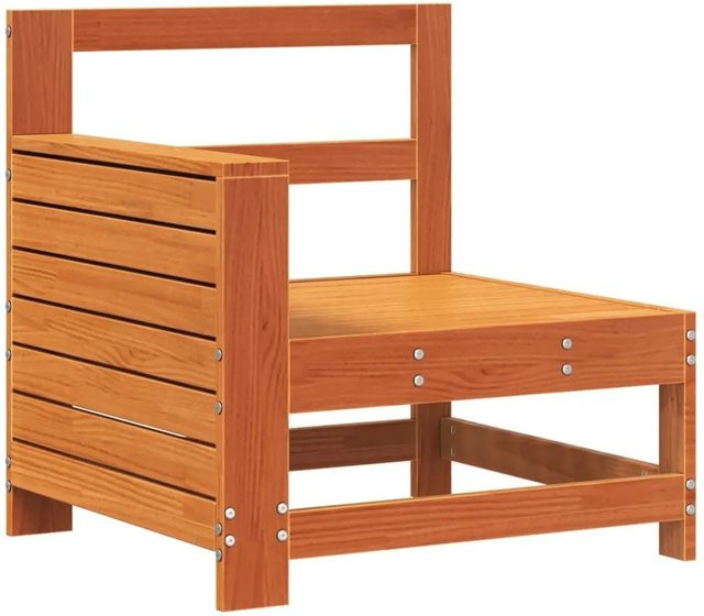 vidaXL Gartensofa aus Massivholz Kiefer in Braun mit Armlehnen und Latten-Design, B/T/H: 69 x 62 x 70,5 cm - Bild 1