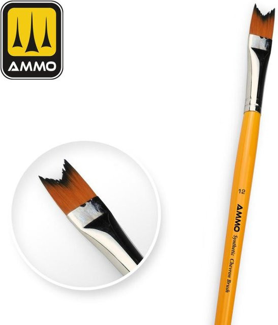 AMMO by MIG Jimenez Synthetic Chevron Brush, Bunt / Mehrfarbig, 12er Set - Bild 1