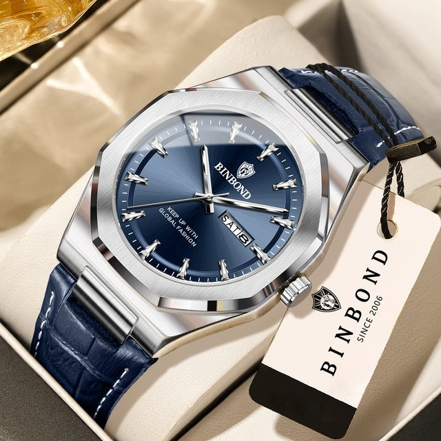 BINBOND Armbanduhr Quarz, Edelstahl, Blau, Herren - Bild 1