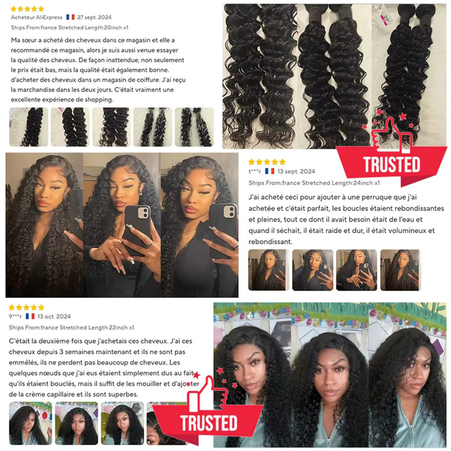 BELEXTENS Deep Wave Human Hair Bundles, 100 % Echthaar, 18-22 Zoll - Bild 5