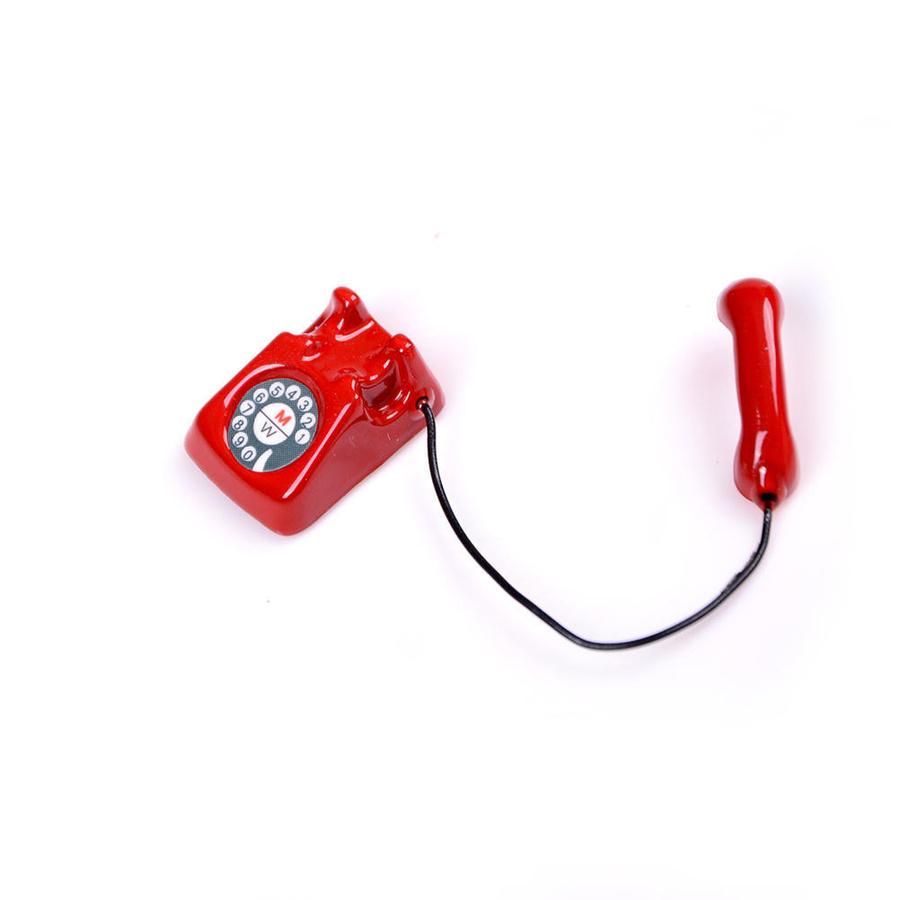 FunnyHouse Telefon im alten Stil Modell Puppenhaus Miniatur Rot - Bild 1