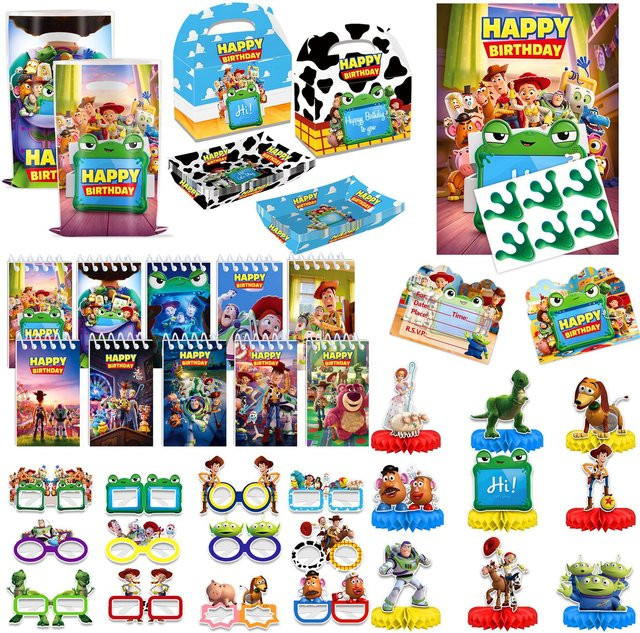 Bandai Toy Story Geburtstagsparty-Dekorationsset, Buzz Woody Themen-Zubehör mit Snackboxen, Waben-Einladungskarten, Süßigkeitentüten - Bild 1