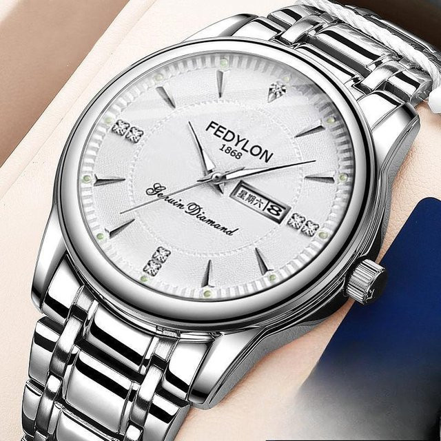 YIRAN Jewelry Armbanduhr, Quarz, Edelstahl, Silber, Weiß, Herren - Bild 1