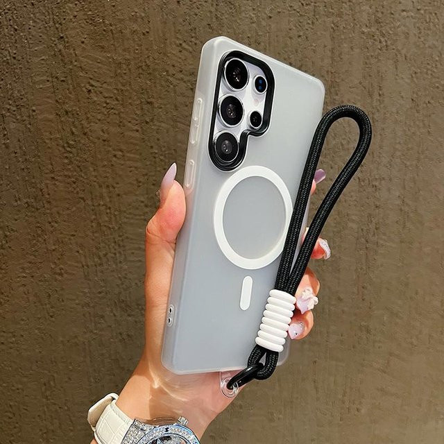 Samsung Galaxy Hülle mit Lanyard und MagSafe Funktion in Matt, Bonbonfarbe/Multicolor/Grau - Bild 1