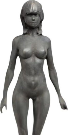 Choubo Fifteen Messing Statue Cartoon Mädchen in Gold, Vintage Tischornament, Höhe: 10 cm
