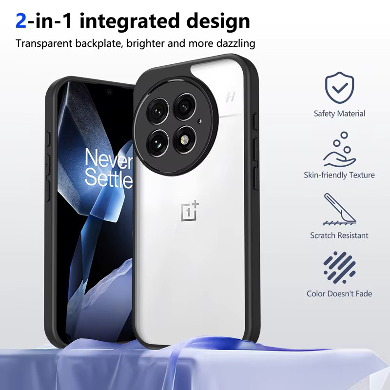 Transparente Silikonhülle für OnePlus One Plus 13 13R 13T 13S 12R 11 11R 10R 9R 9RT 8T 7 7T mit PC-Rückseite und TPU-Stoßfänger zur stoßfesten Abdeckung - Bild 2