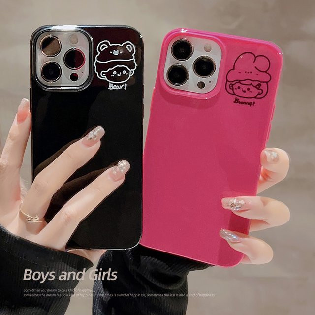 MUQGEW Stoßfeste Silikon Handyhülle mit Cartoon Paar Design für iPhone 16 15 14 13 12 11 Pro Max XS XR X 7 8 Plus - Bild 1