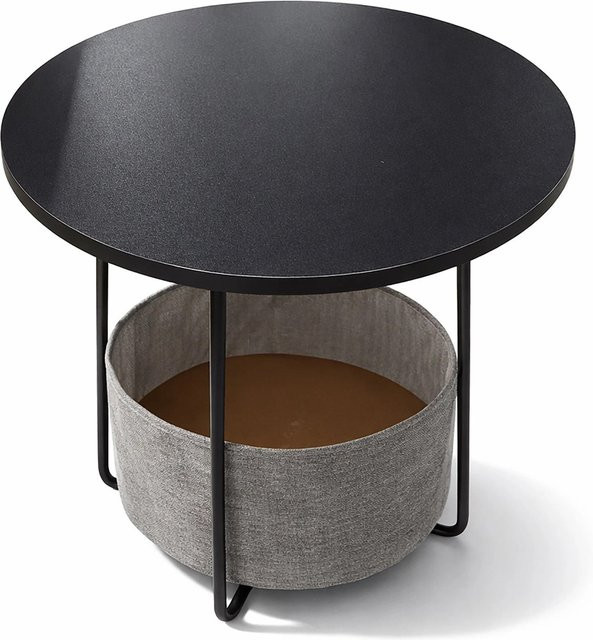 Relaxdays Beistelltisch mit Korb aus Metall und MDF in Schwarz und Dunkelgrau, B/T/H: 50 x 45 x 20 cm - Bild 1