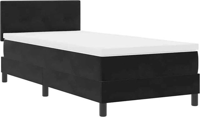 vidaXL LED Boxspringbett mit Matratze Schwarz Samt B/T/H: 100 x 200 cm - Bild 1