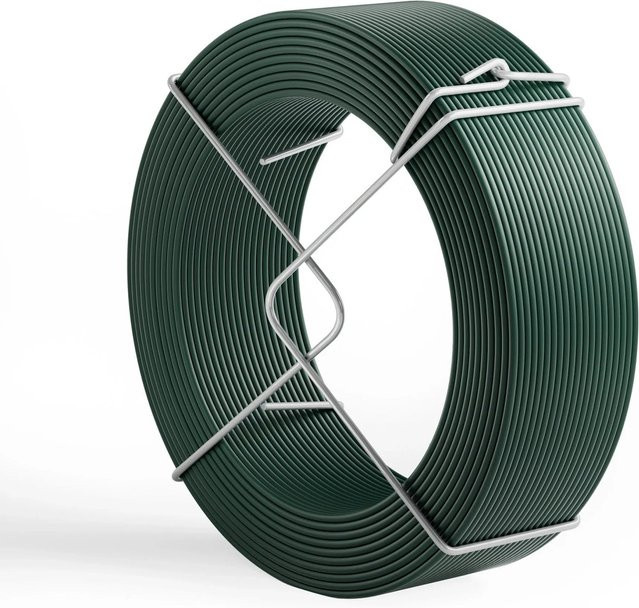 Wiltec Gartendraht Grün Ø 16 mm, 50 m verzinkter Stahl mit PVC-Beschichtung als Pflanzendraht und Bindedraht - Bild 1
