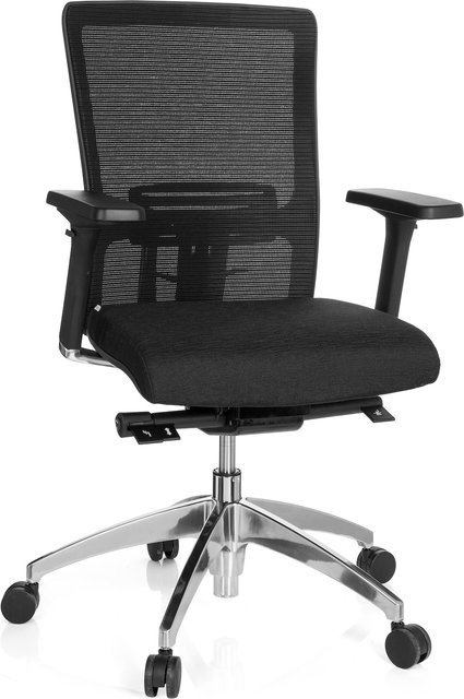 hjh OFFICE Profi Bürostuhl ASTRA BASE N in Schwarz mit Stoff- und Netzstoff, Armlehnen, höhenverstellbar und verstellbarer Sitztiefe - Bild 1