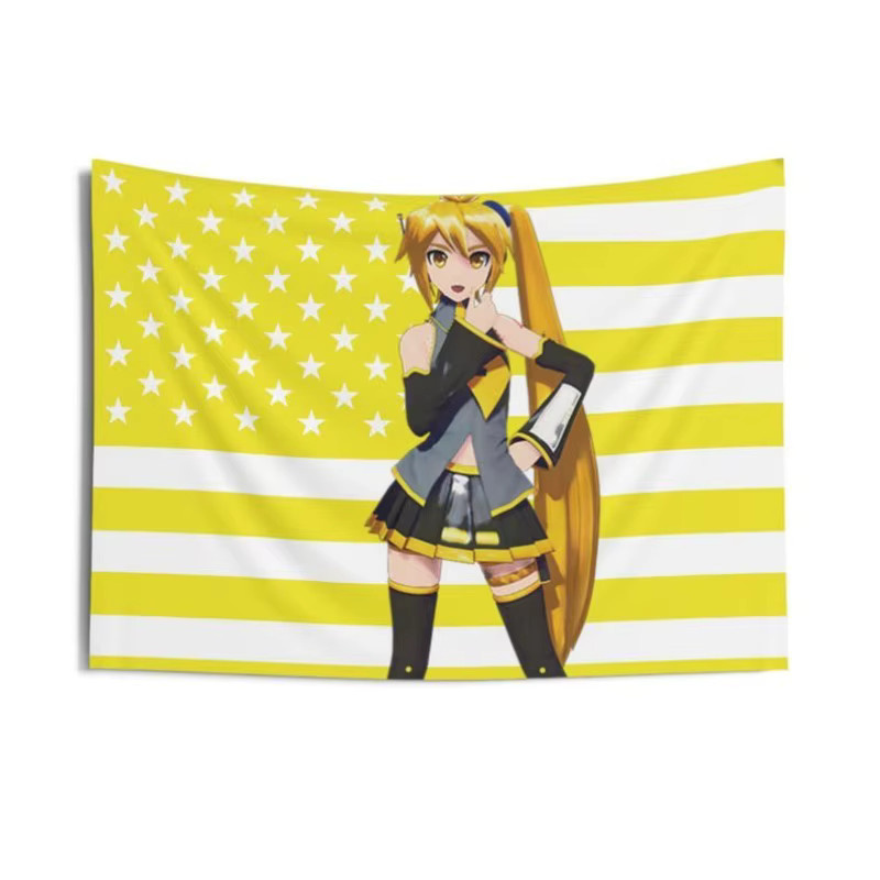 VIKAMA Anime-Wandbehang mit amerikanischer Flagge, Kawaii Wandteppich in Multicolour, B: 60 cm, H: 40 cm - Bild 2