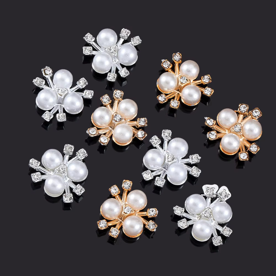 Ailimi Blumen Perlen Strass Cabochon Patch, 21 mm, Unisex - Bild 2