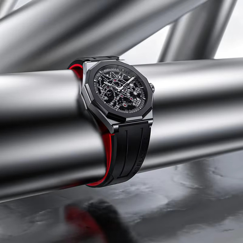 AGELOCER Armbanduhr, Automatik, Edelstahl, Silikon, Schwarz, Herren - Bild 4