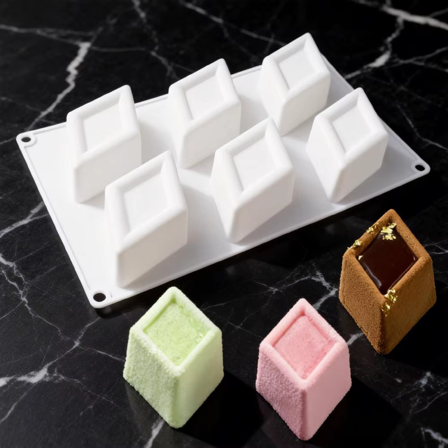 Meibum 6-fach Rhombus-Silikonform für Mousse, Schokolade und Gebäck in Weiß - Bild 3