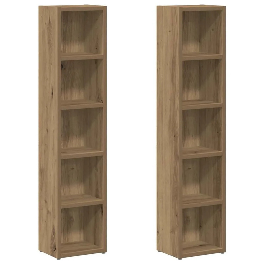 vidaXL CD-Regale 2er-Set Artisan-Eiche, Holzwerkstoff, B/T/H: 21 x 16 x 93,5 cm - Bild 2